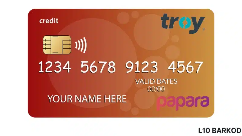 Papara TROY logolu kredi kartı (temsili gösterim)